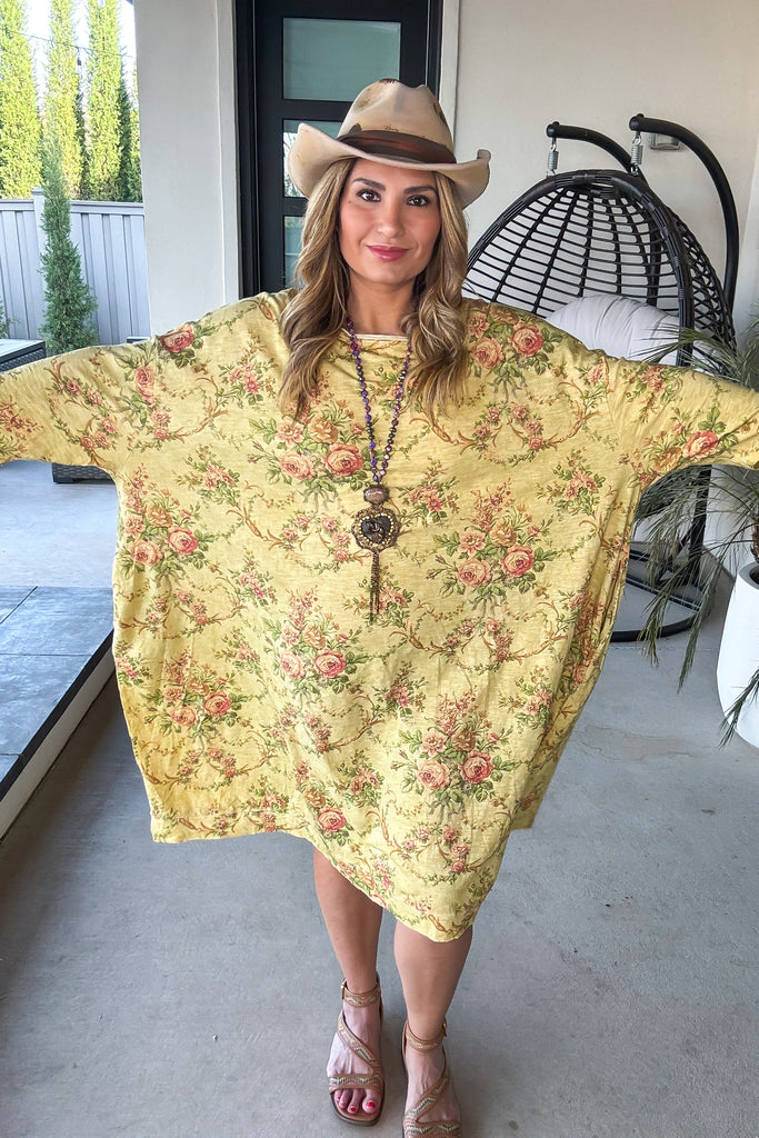 Vintage Garden Oversized Tunic Dress - 100% Cotton