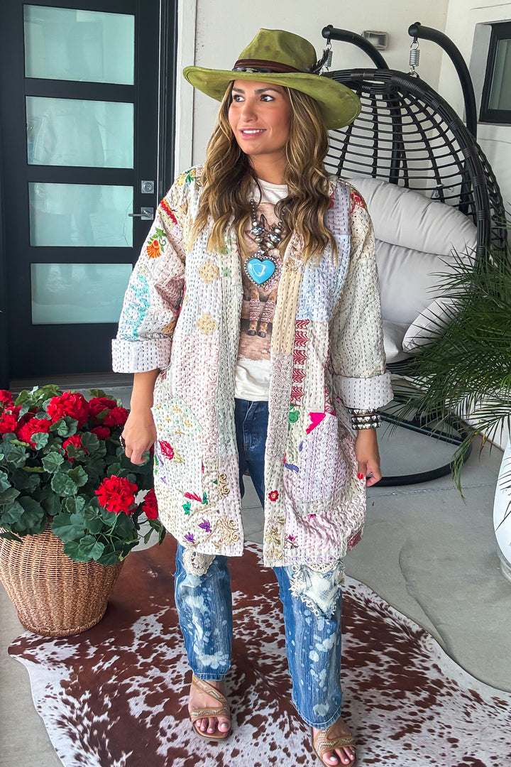 Timeless Spark Kimono - 100% Cotton  Beige