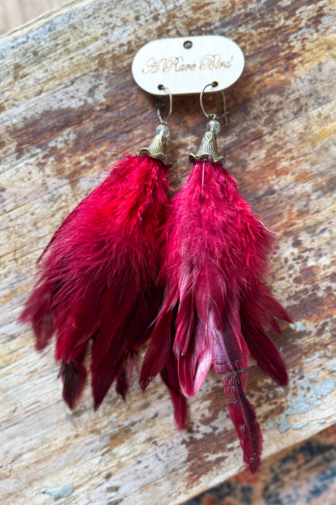 Feather Earrings - Red