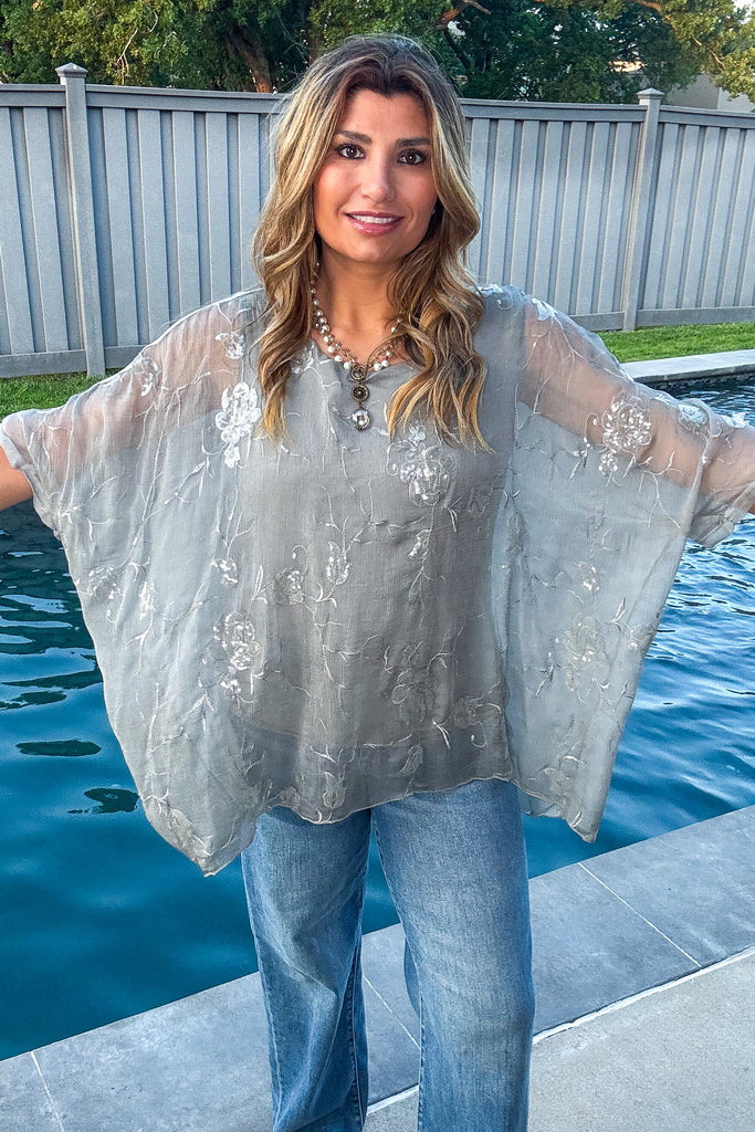 Luna Shine Silk Blend Top - Made In Italy