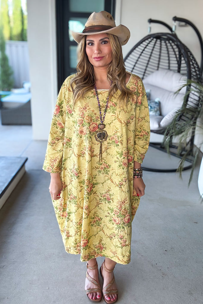 Vintage Garden Oversized Tunic Dress - 100% Cotton
