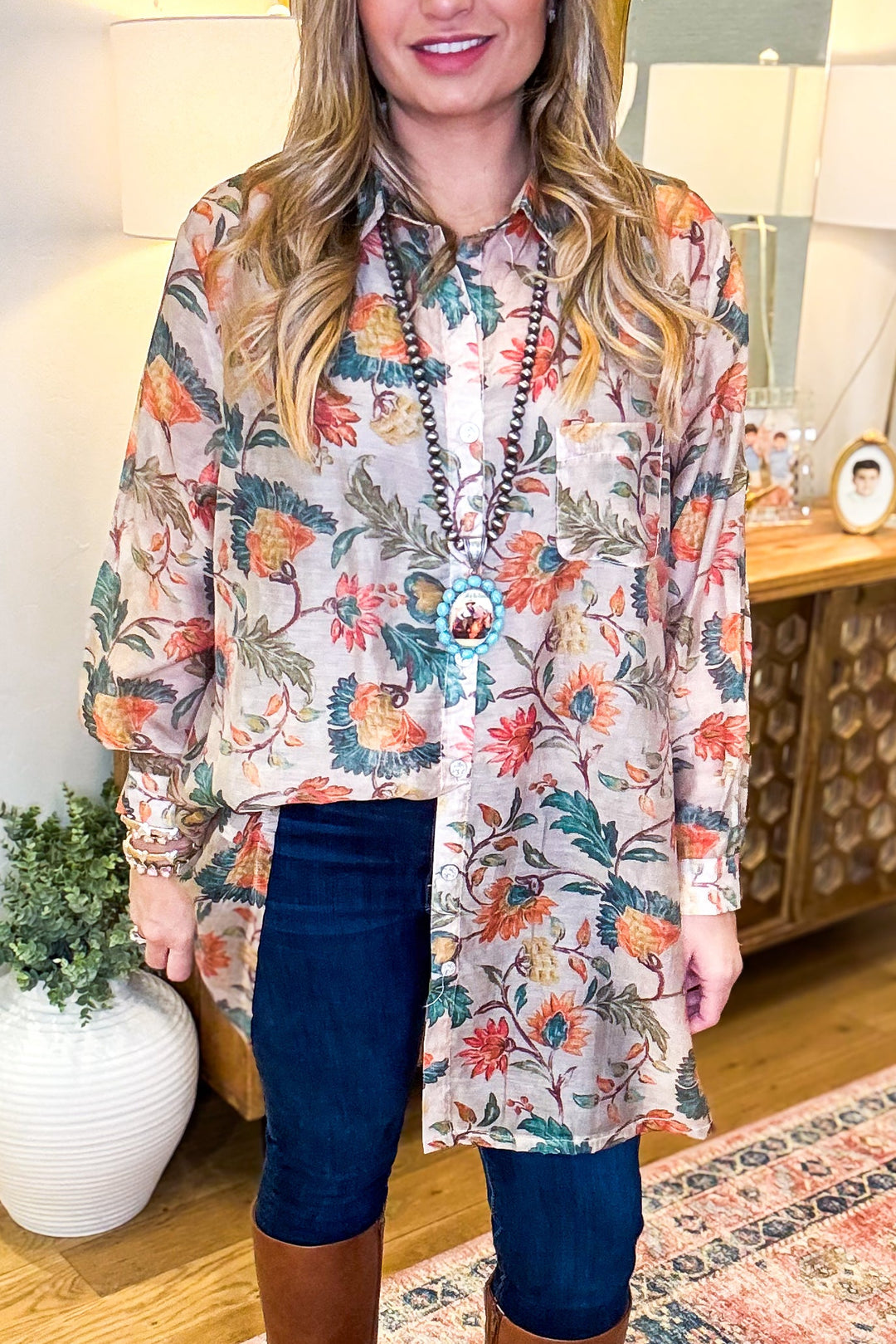 Guided Grace Sheer Oversized Tunic - Taupe