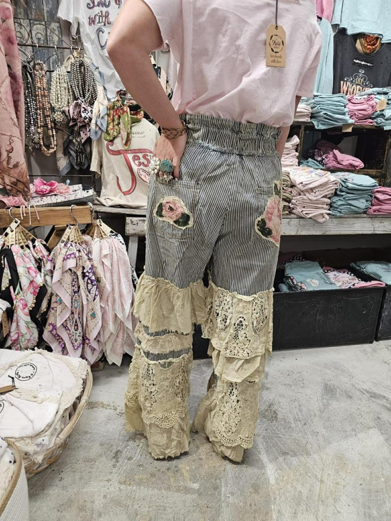 Painted Rose Patchwork Boho Pants