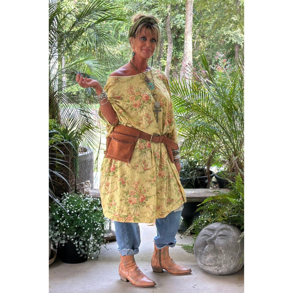 Vintage Garden Oversized Tunic Dress - 100% Cotton
