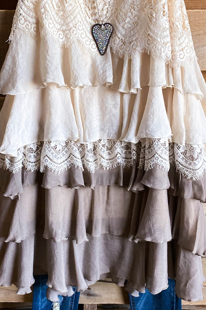 AHB EXCLUSIVE: Lacy Love Sleeveless Tunic - Mocha - SALE