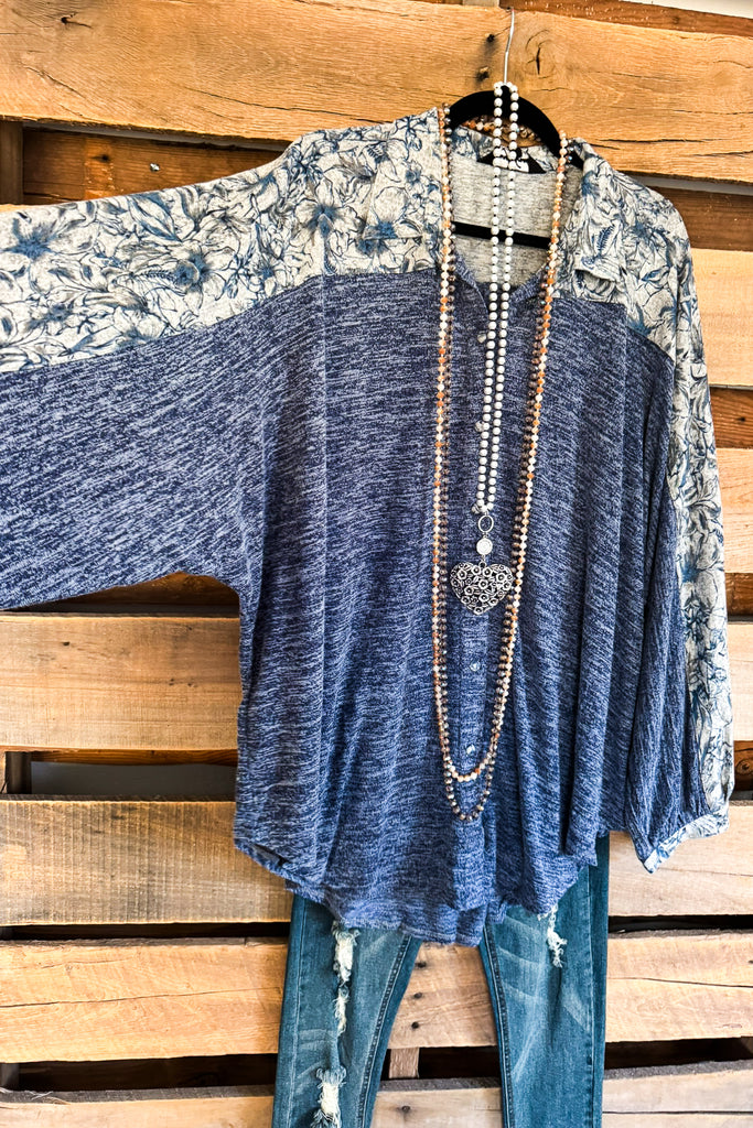 Timeless Beauty Oversized  Top - Blue