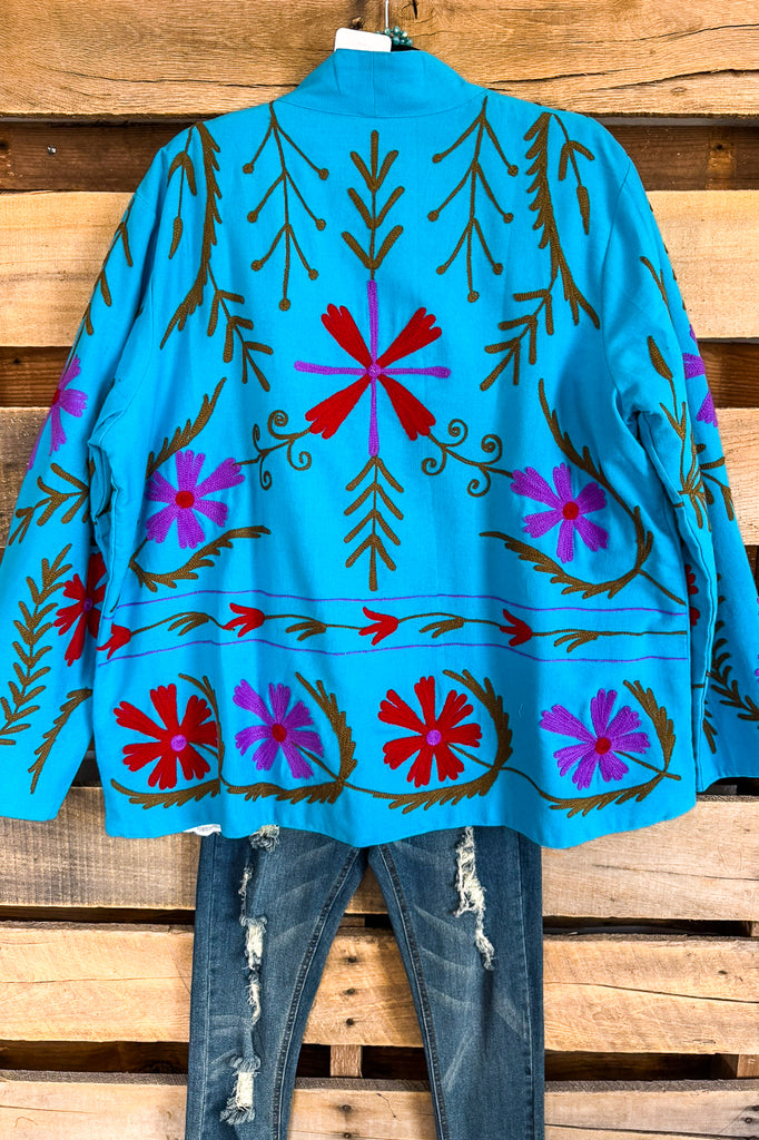 AHB EXCLUSIVE: Petals In The Wind Jacket - Teal - 100% COTTON (Handmade)