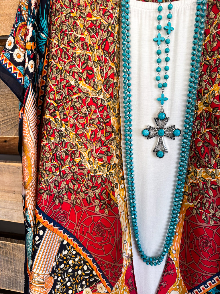 Ample Beauty Kimono - Blue Orange