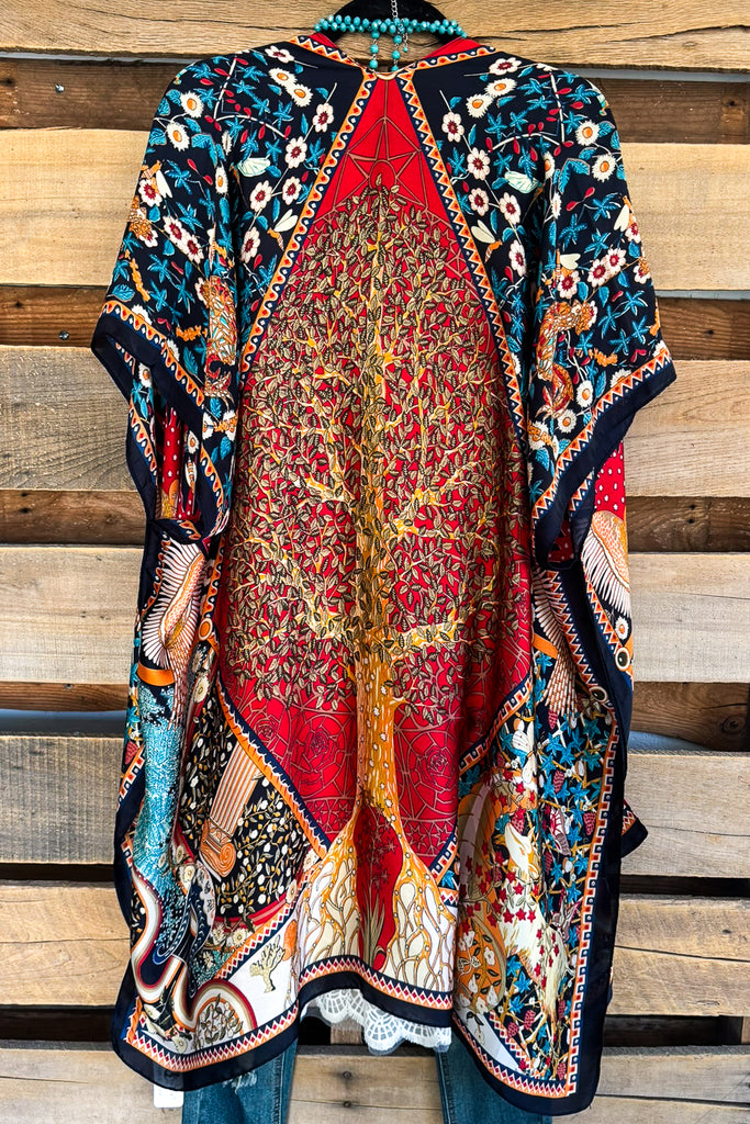 Ample Beauty Kimono - Blue Orange