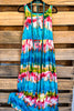 Destined For Excitement Maxi Dress - Aqua/Pink