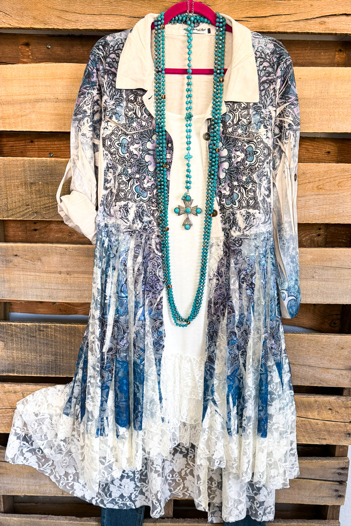 AHB EXCLUSIVE: SUEDE AND LACE Duster - IV/Navy - SALE
