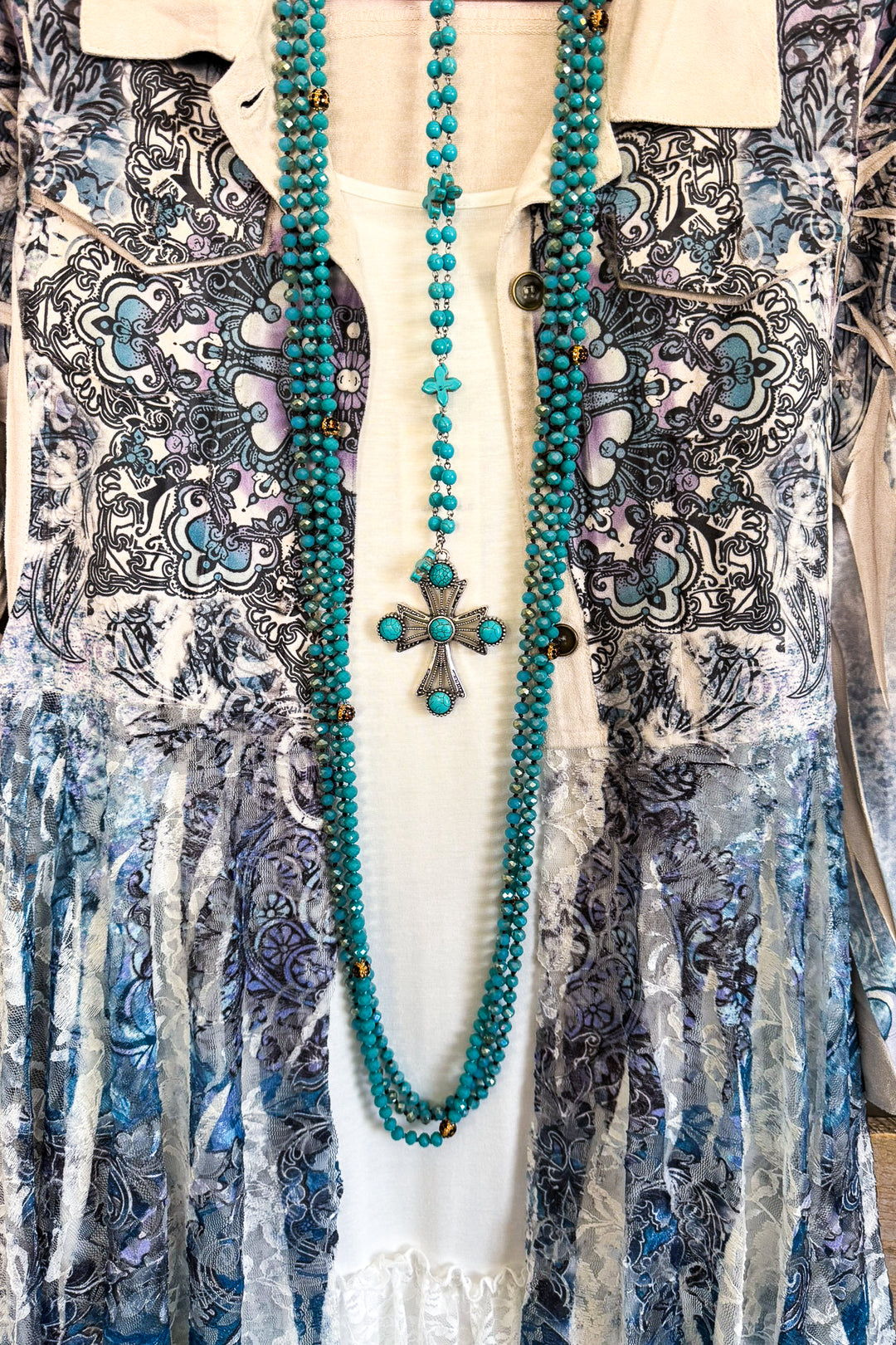 AHB EXCLUSIVE: SUEDE AND LACE Duster - IV/Navy - SALE
