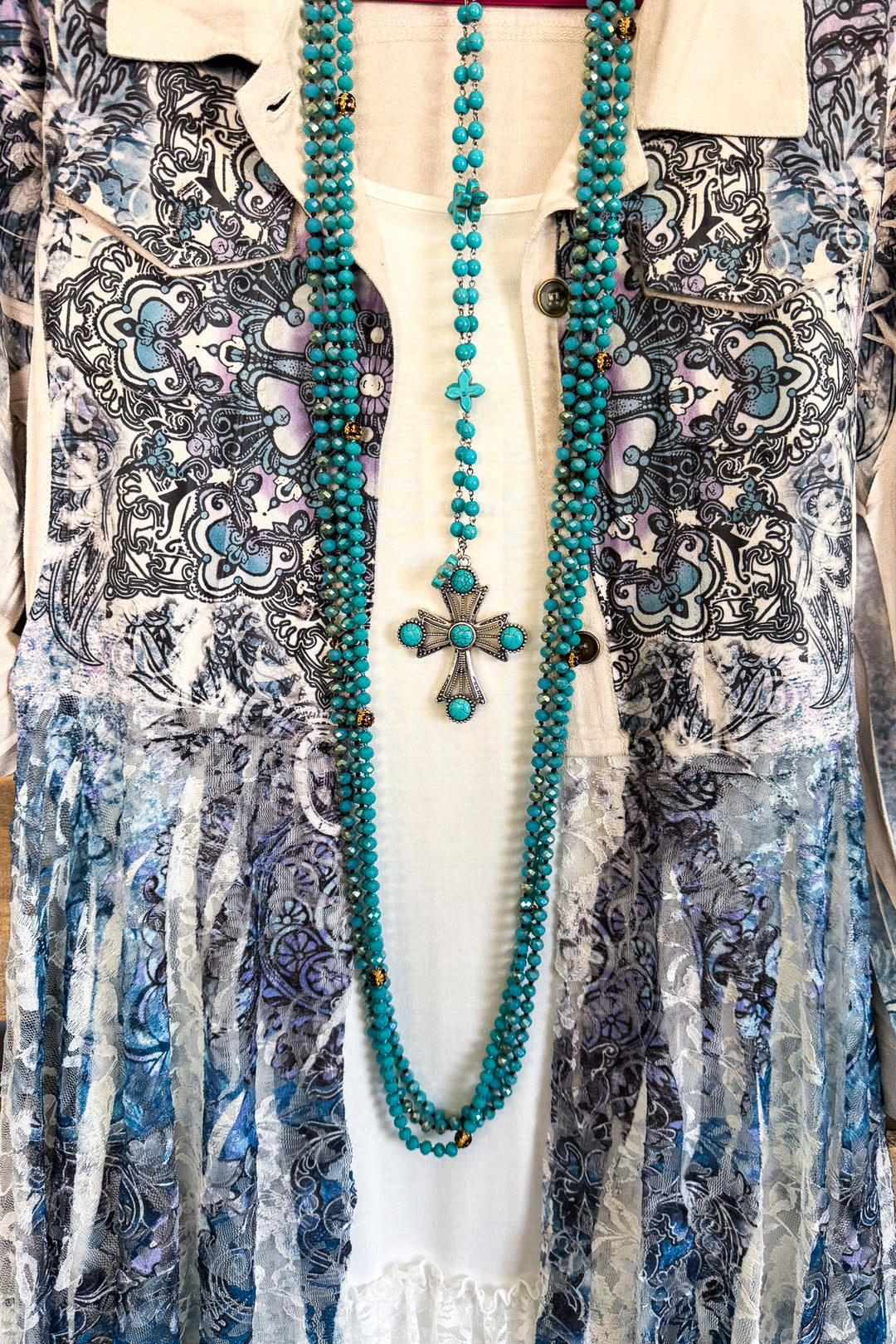 AHB EXCLUSIVE: SUEDE AND LACE Duster - IV/Navy - SALE