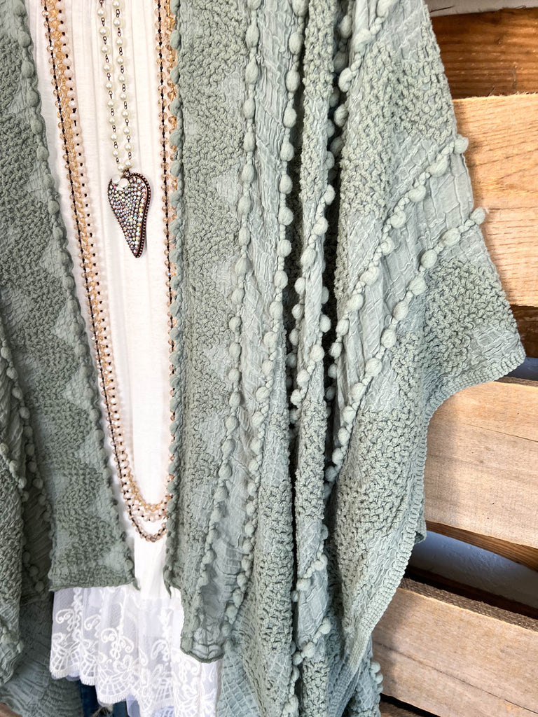 Boho Vibes Oversized Kimono - Sage