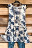 Painted Rose Tunic - Beige - SALE