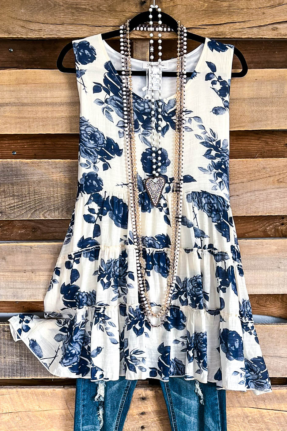 Painted Rose Tunic - Beige - SALE