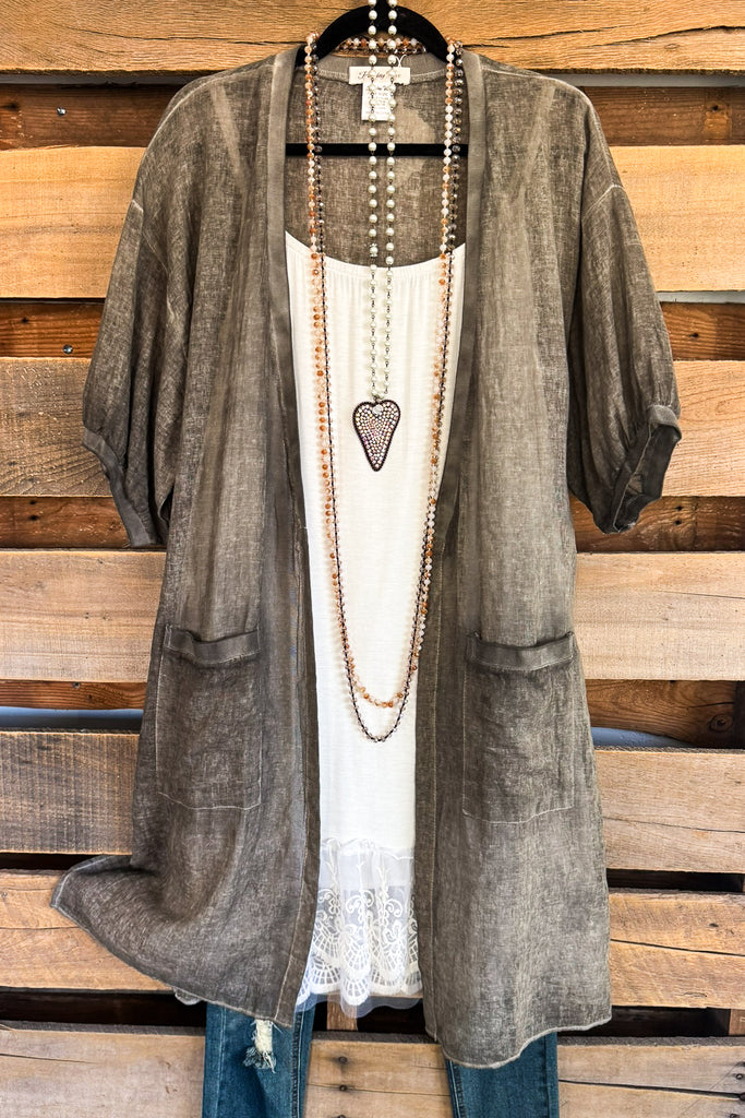 Talking Brilliance Cardigan - Pewter - 100% Linen