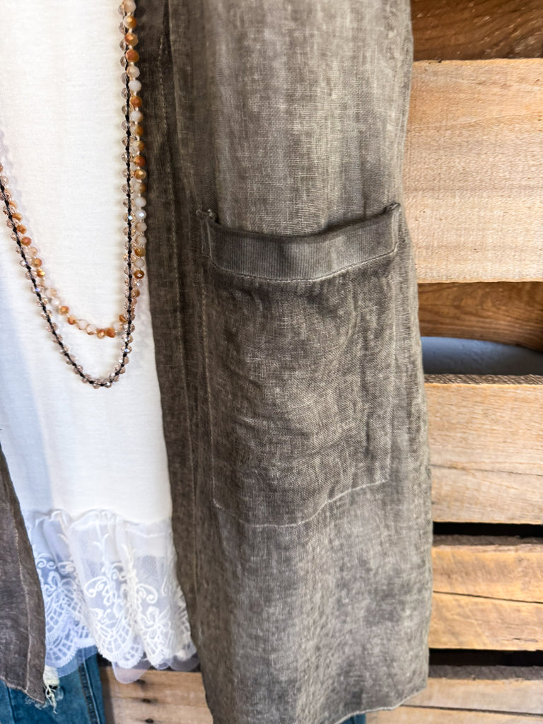 Talking Brilliance Cardigan - Pewter - 100% Linen