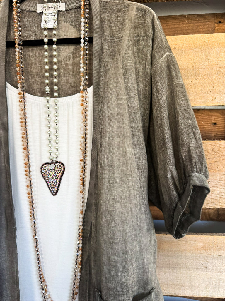 Talking Brilliance Cardigan - Pewter - 100% Linen