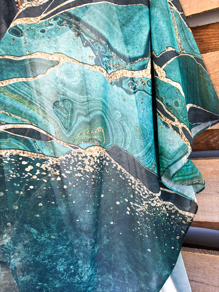 Golden Rivers Kimono - Green