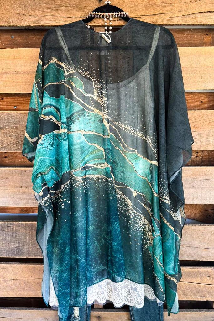Golden Rivers Kimono - Green