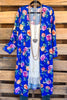 Roses In Bloom Duster Cardigan - Blue - SALE