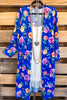 Roses In Bloom Duster Cardigan - Blue - SALE