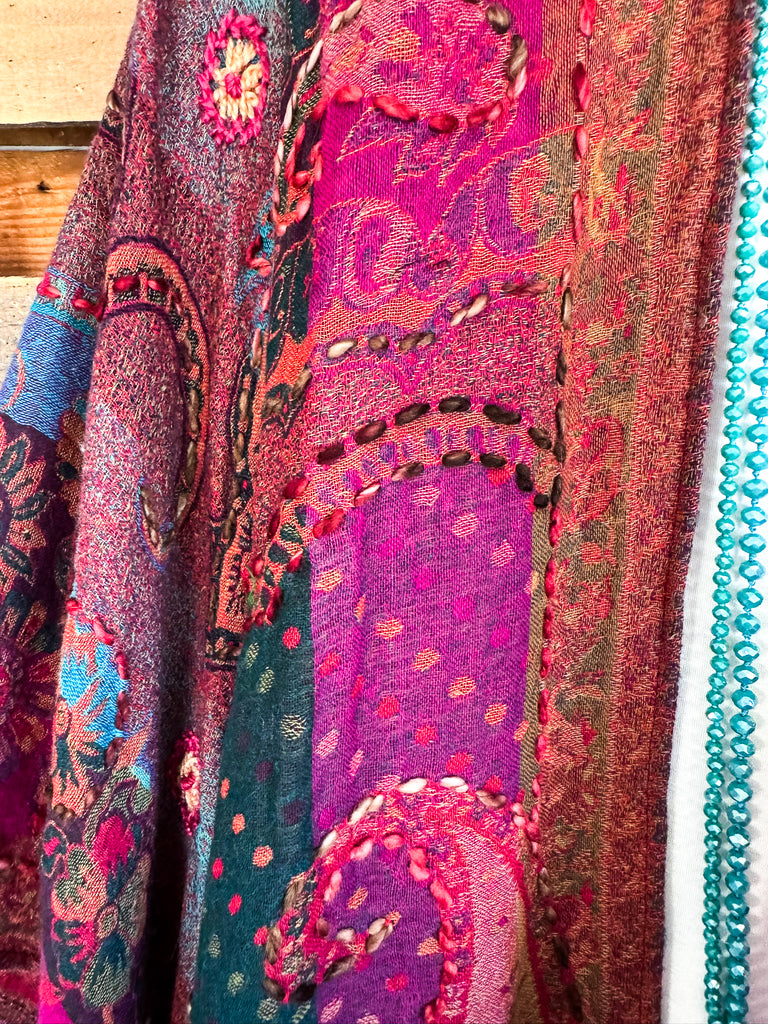 NATURAL FABRICS: Pouring Out My Love Wool Ruana - Multi - 100% WOOL