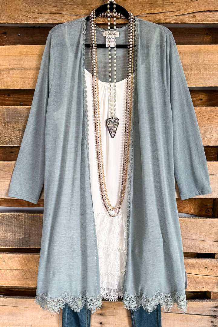 Days To Impress Cardigan - Lt Grey/Blue