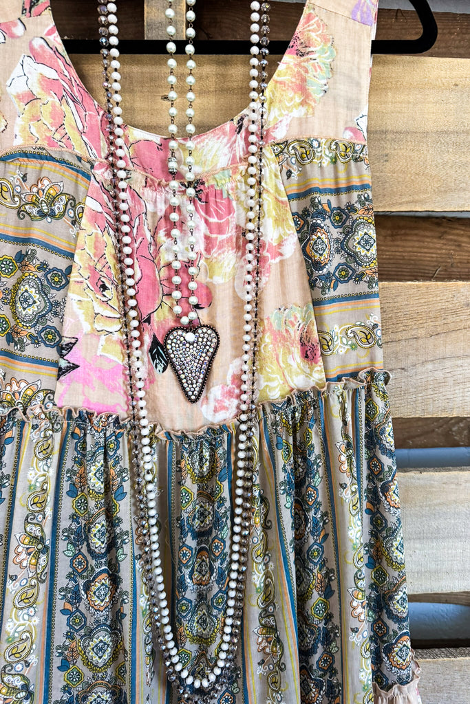 Floral Reverie Maxi Dress - Pink Beige