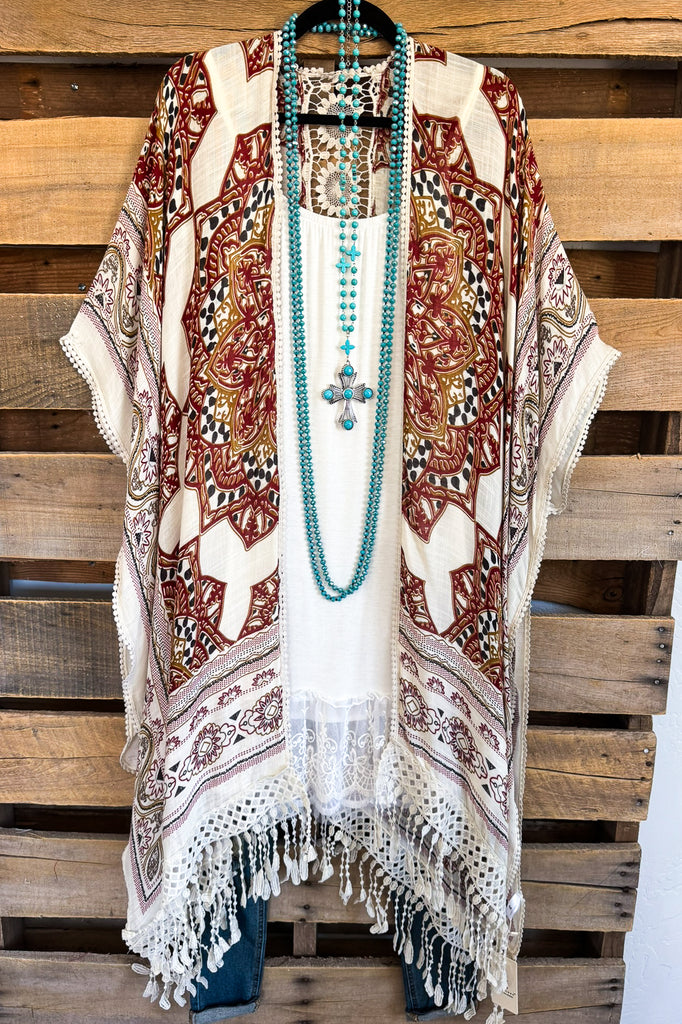 Mandala Summer Kimono - Beige