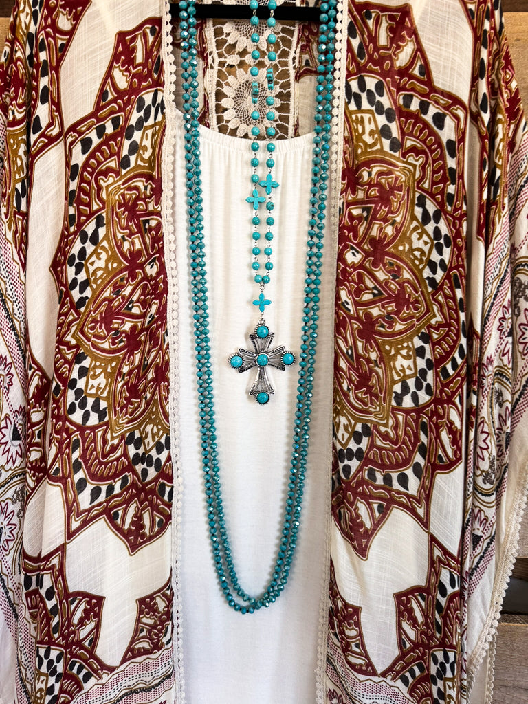 Mandala Summer Kimono - Beige