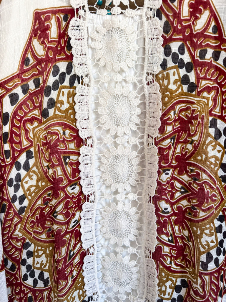 Mandala Summer Kimono - Beige