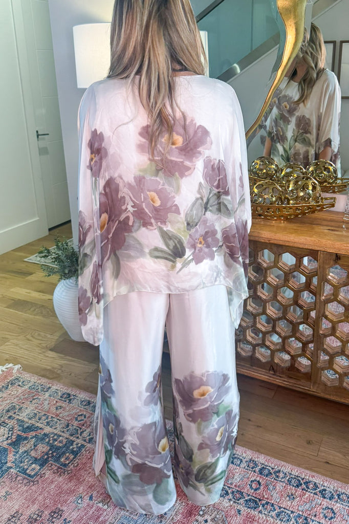 Mystic Garden Silk Blend Stretch Palazzo Pants - Made in Italy (Sold Separately)
