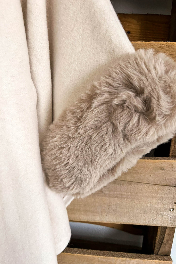 Don't Mind Me Fur Hooded Poncho - Ivory