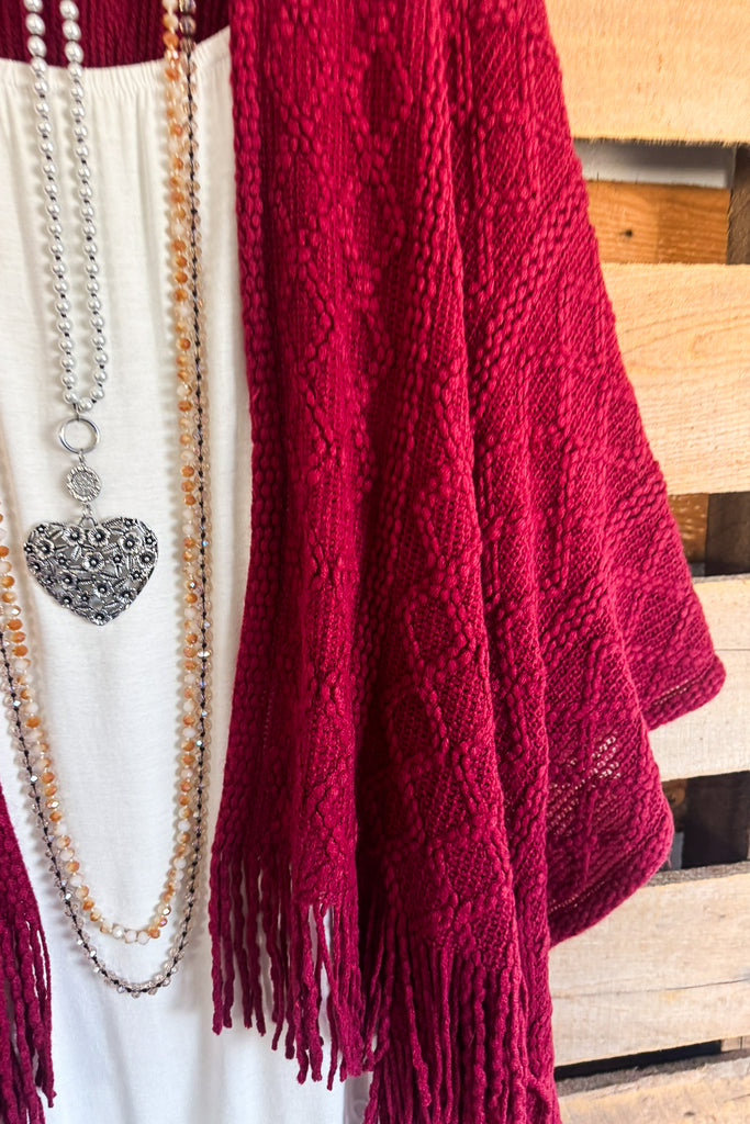 Full Speed Ahead Knit Ruana - Burgundy