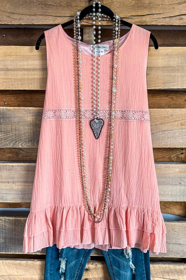 Sunday Tea Top - Peach - 100% COTTON