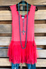 Tulle Layer Tank Top - Coral