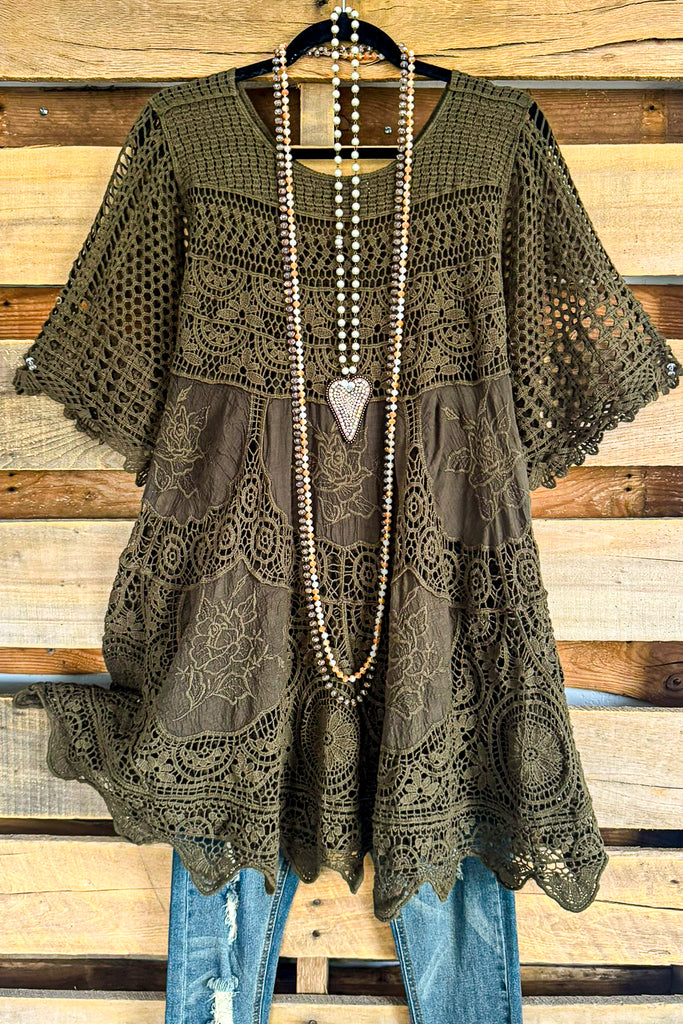 AHB EXCLUSIVE: Delightful Details Cotton Top - Olive - 100% COTTON