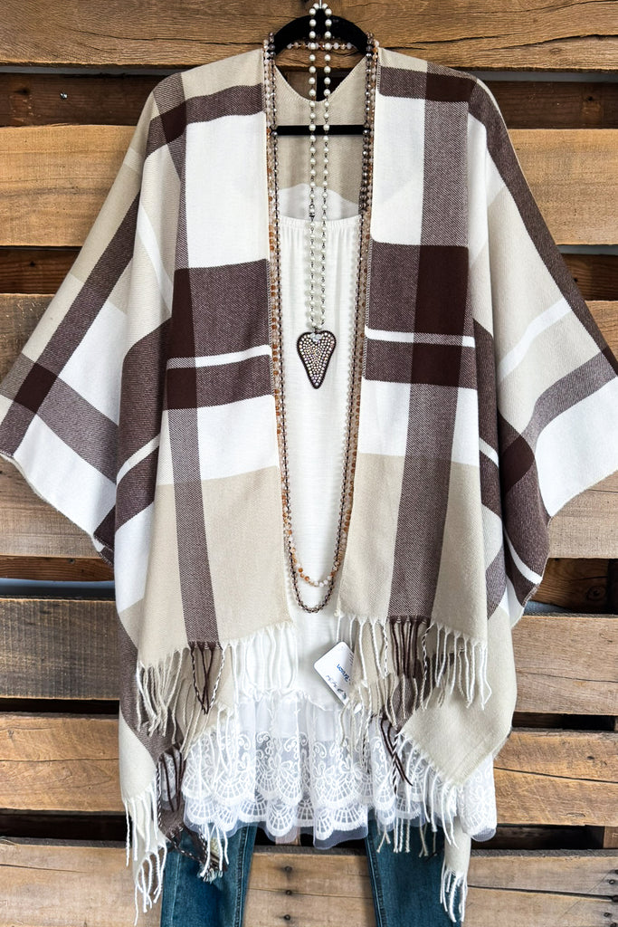 Promised Charm Poncho - Brown