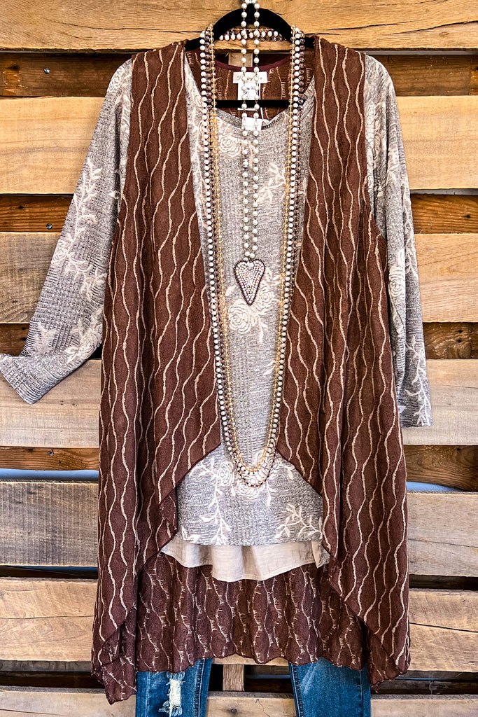 Talking Secrets Vest - Brown - SALE
