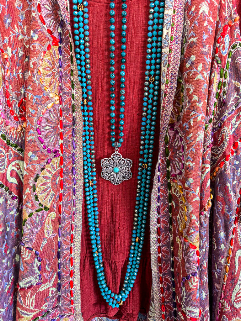 On Your Way Thick Stich Vest Kimono - Rust