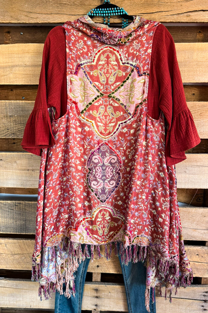 On Your Way Thick Stich Vest Kimono - Rust