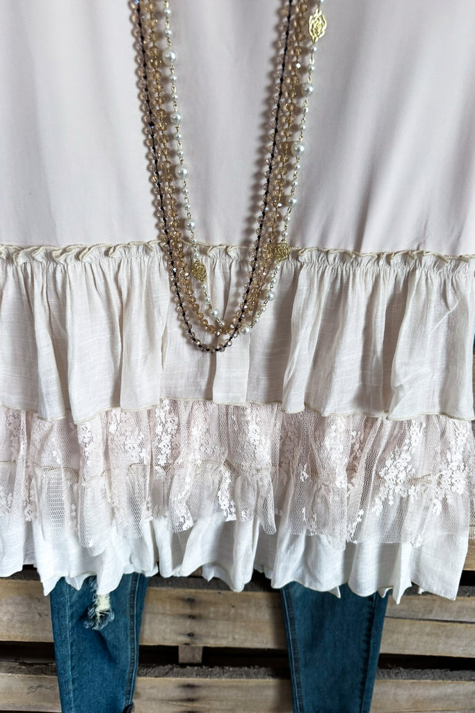 Tiered Layer Detailed Slip - Beige