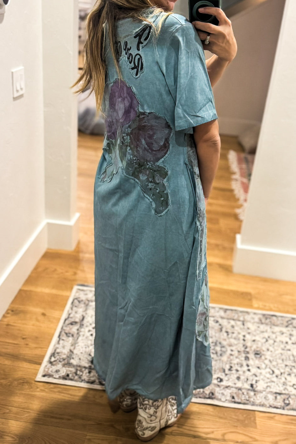 The Painted Garden Heirloom Blue Maxi Dress - 100% Cotton