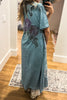The Painted Garden Heirloom Blue Maxi Dress - 100% Cotton