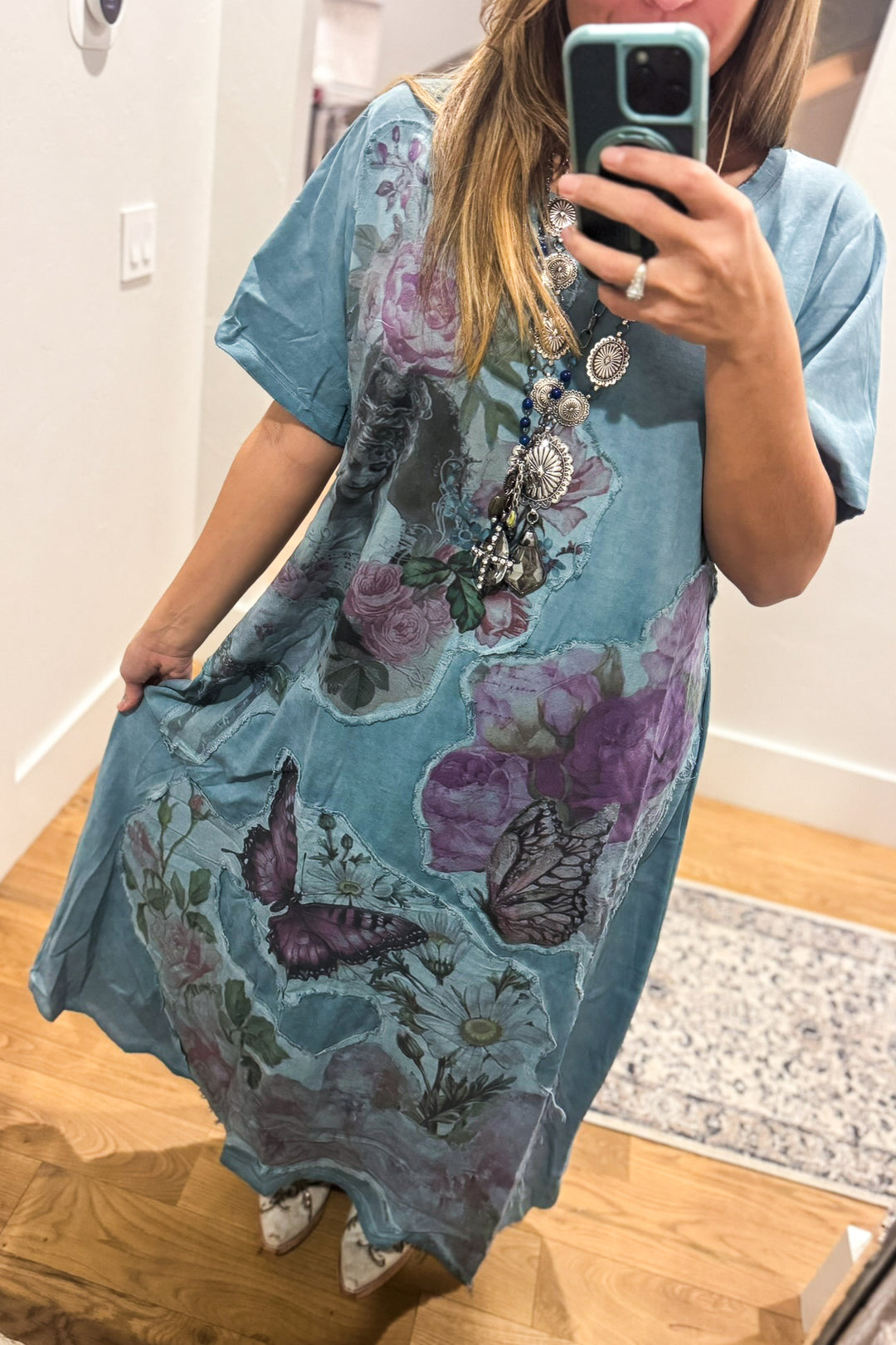The Painted Garden Heirloom Blue Maxi Dress - 100% Cotton