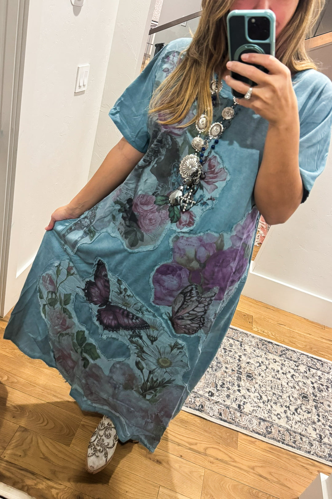 The Painted Garden Heirloom Blue Maxi Dress - 100% Cotton