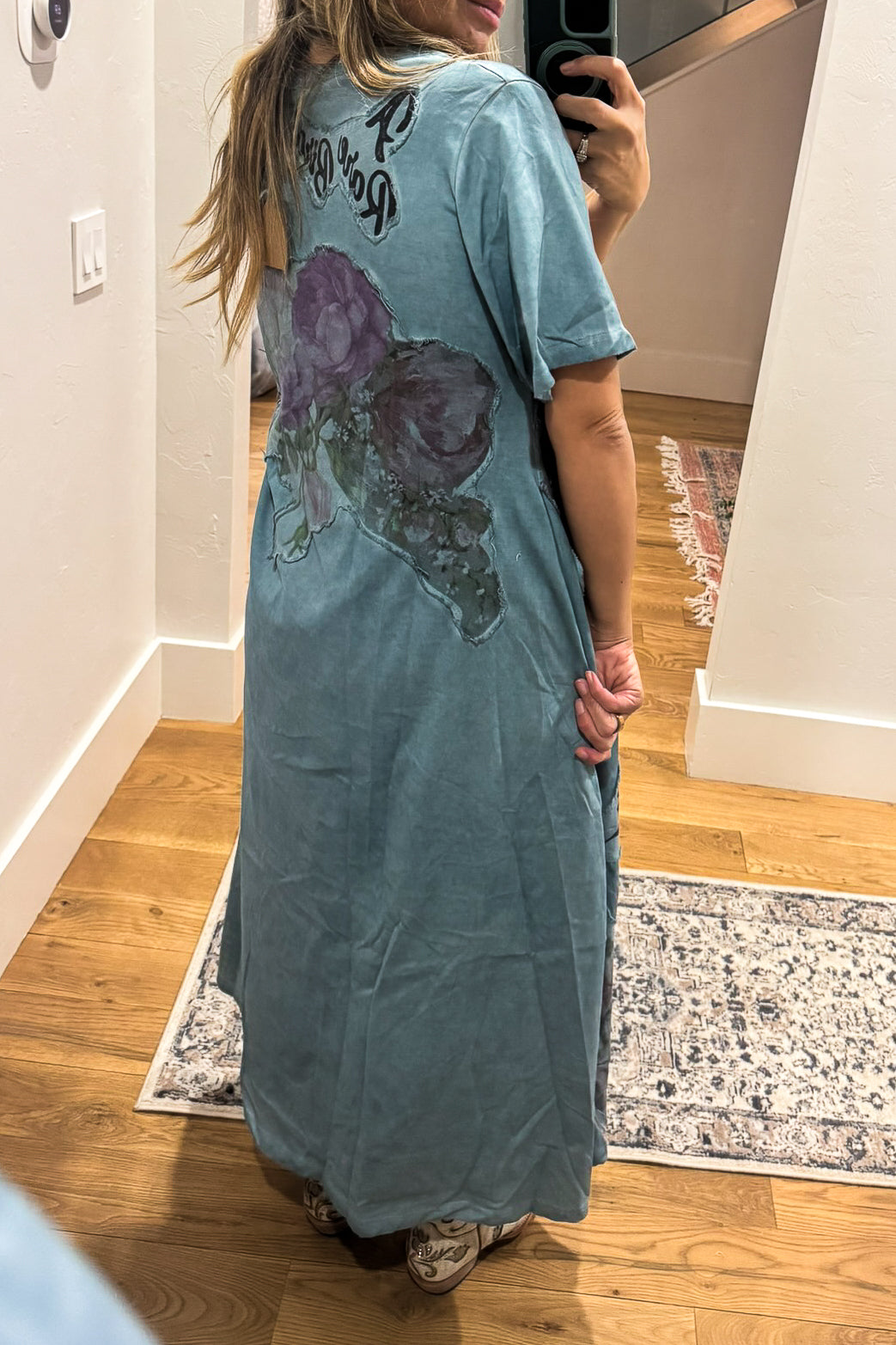 The Painted Garden Heirloom Blue Maxi Dress - 100% Cotton