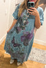 The Painted Garden Heirloom Blue Maxi Dress - 100% Cotton
